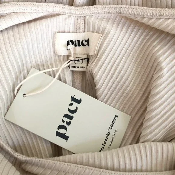 NWT Pact organic ivory cream Jazz stretch rib knit midi dress - Picture 7 of 7